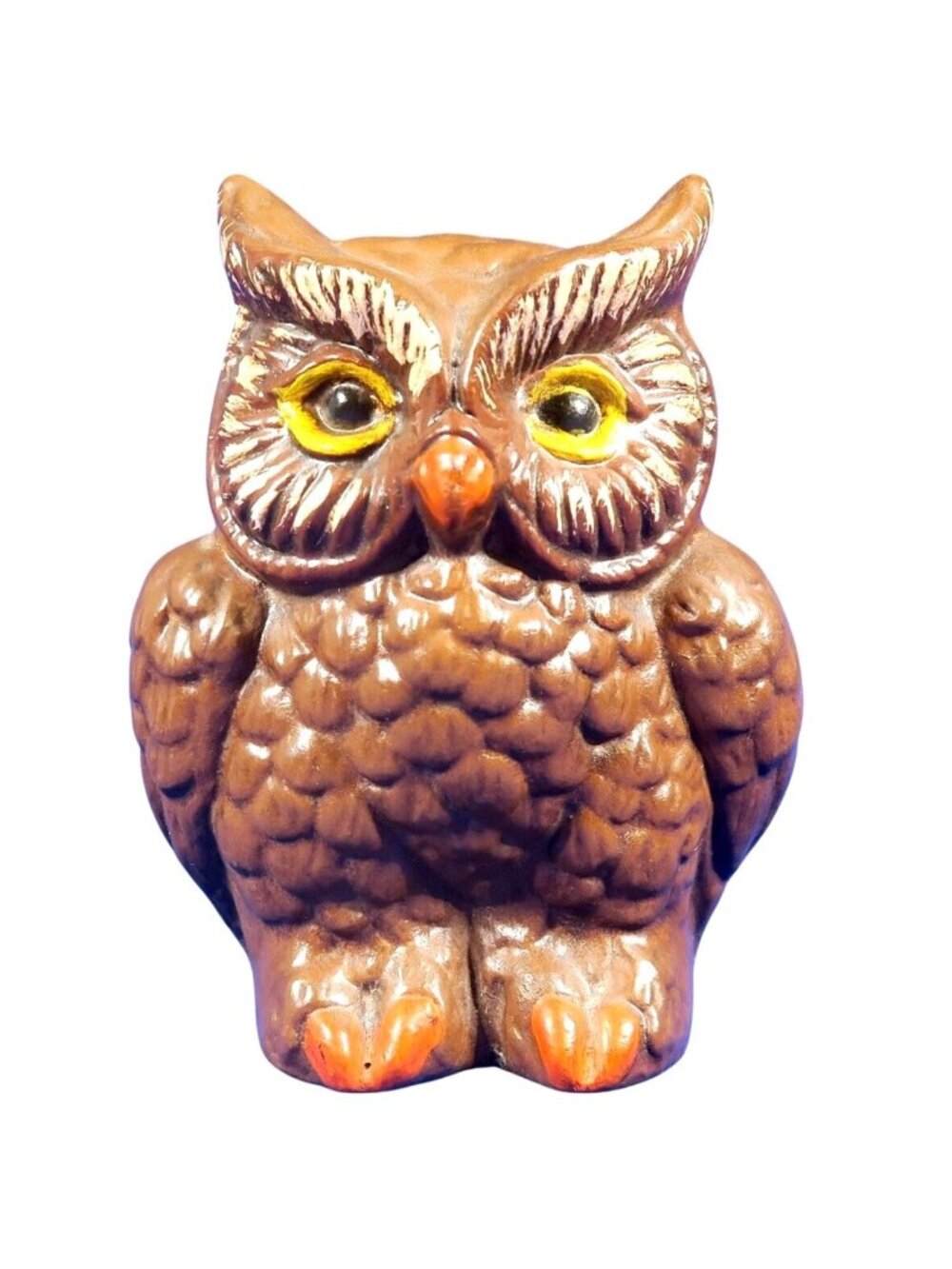 1974 Hand-Painted Ceramic Owl – Student Gift Figurine, Signed, 4¼" Vintage Decor